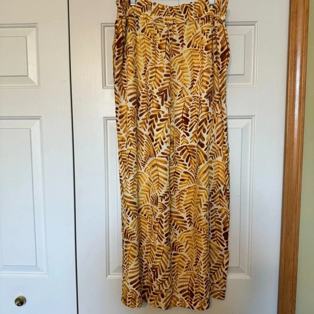 Anthropologie CECILIA PETTERSSON Pull-On Floral Leaf Print Wide Leg Pants - Picture 3 of 7